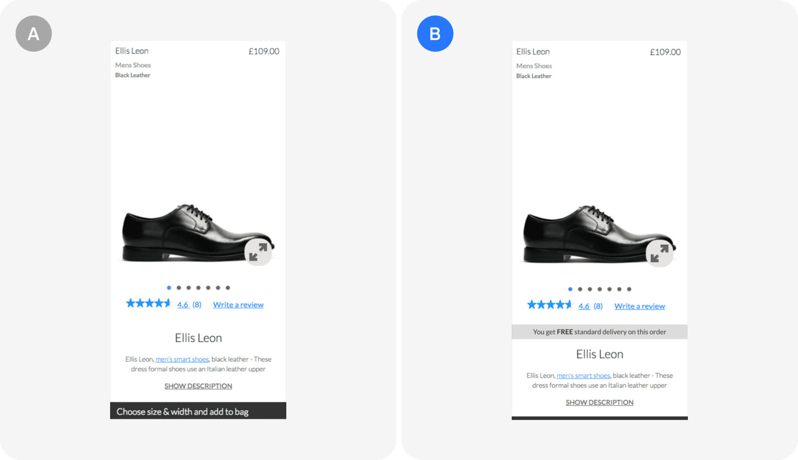 Version A and version B as Clarks tested them.