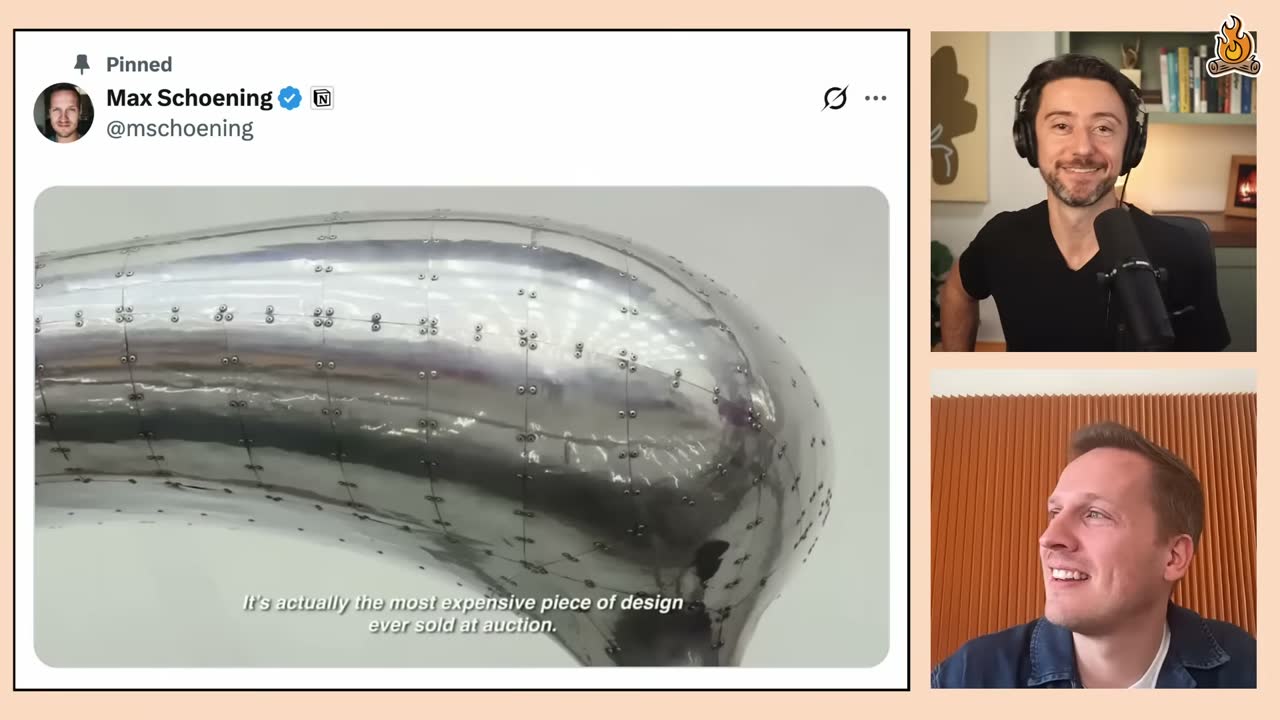 Max Schoening's pinned tweet: Dieter Rams video clip calling this chair the most expensive design ever auctioned.