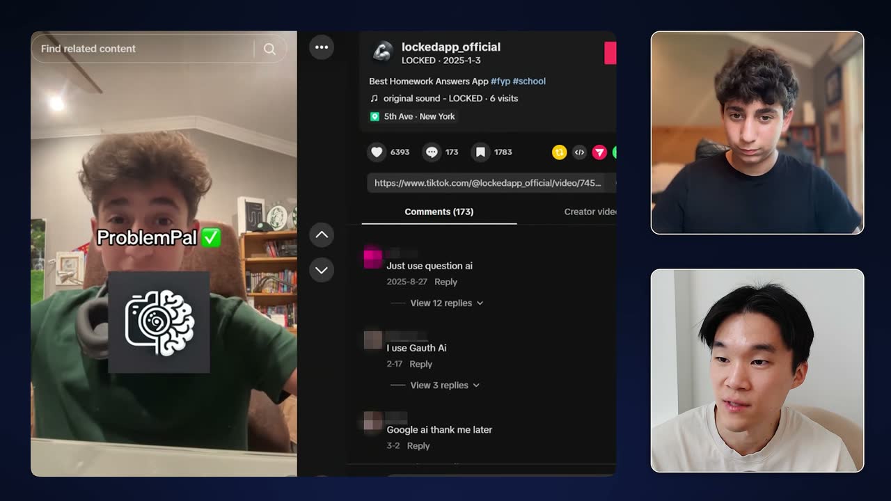 Founder's TikTok pitching ProblemPal, with 6,393 likes and 173 comments, credited with driving its traction.