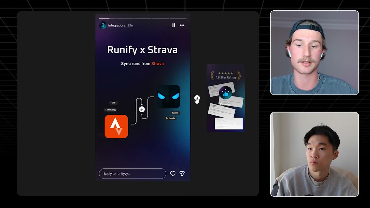 Runify's Instagram story announcing its Strava integration, part of the launch-day story campaign.